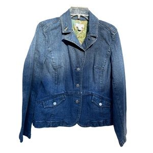 Ann Taylor Loft Size 10 Jean Jacket Pockets Button Down Blue.
